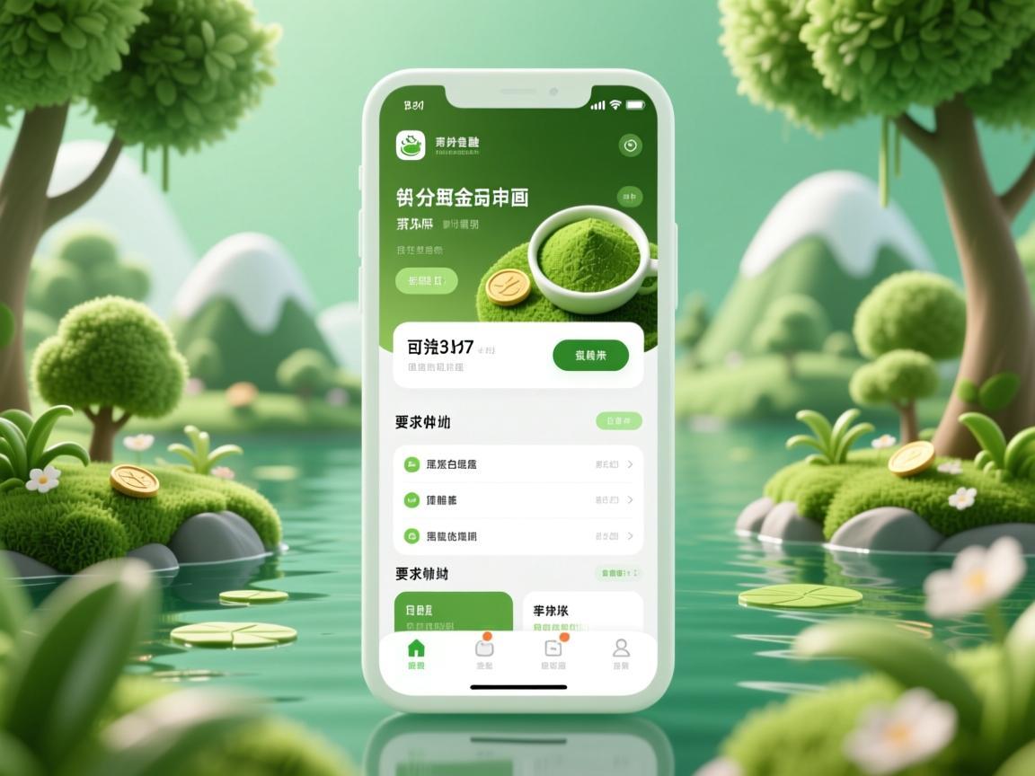 抹茶App界面，清新治愈的数字绿洲