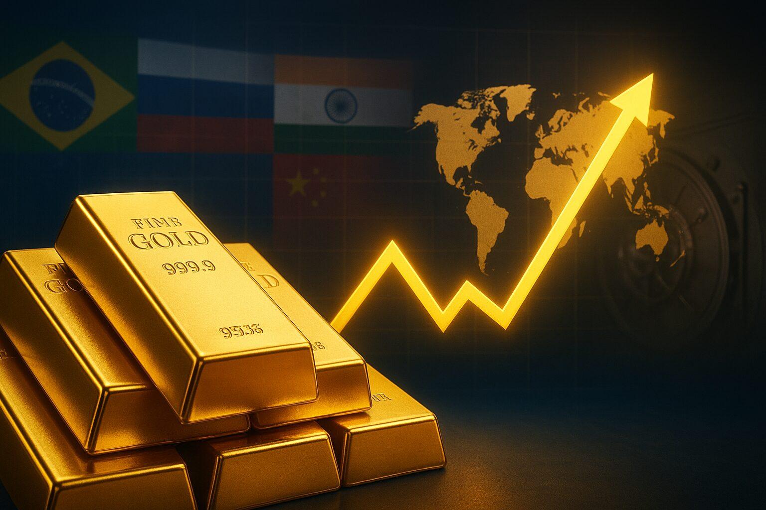 金砖国家黄金价格飙升102%，西方国家被远远甩在身后，加剧了黄金价格差距。